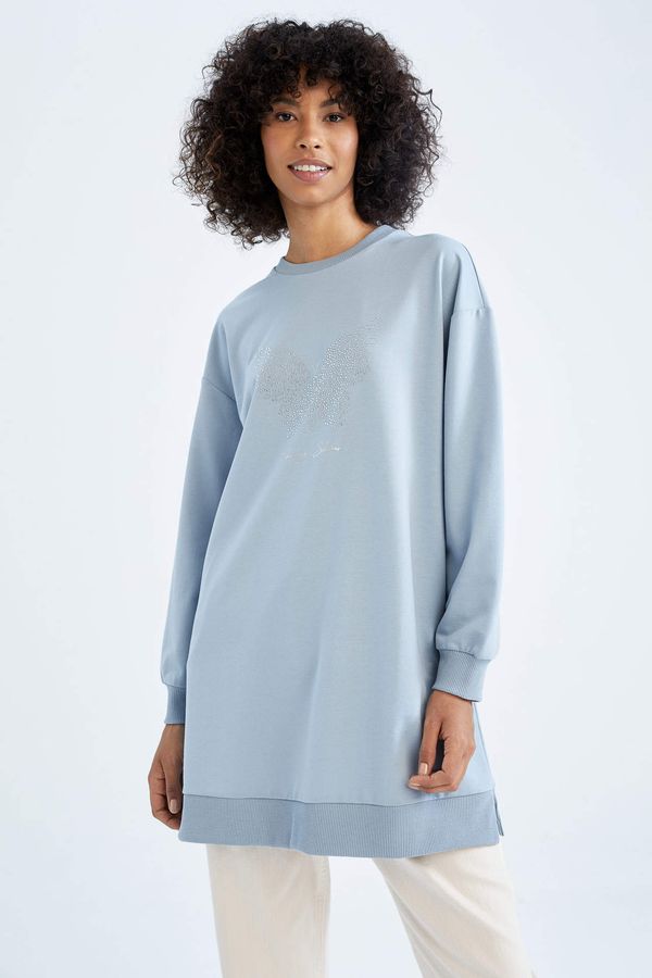 DEFACTO DEFACTO Relax Fit embroidered Sweat Tunic