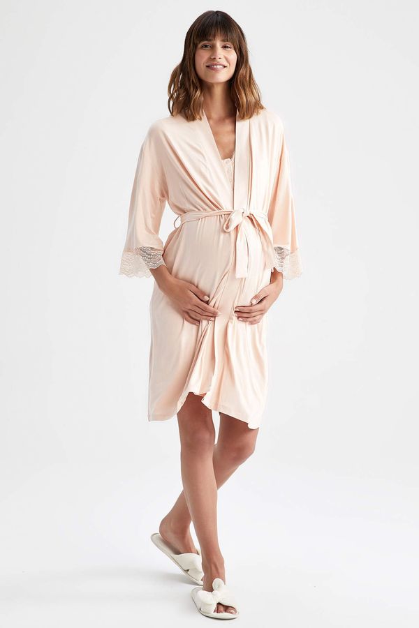 DEFACTO DEFACTO Relax Fit Half Sleeves Lace Detail Maternity Dressing Gown