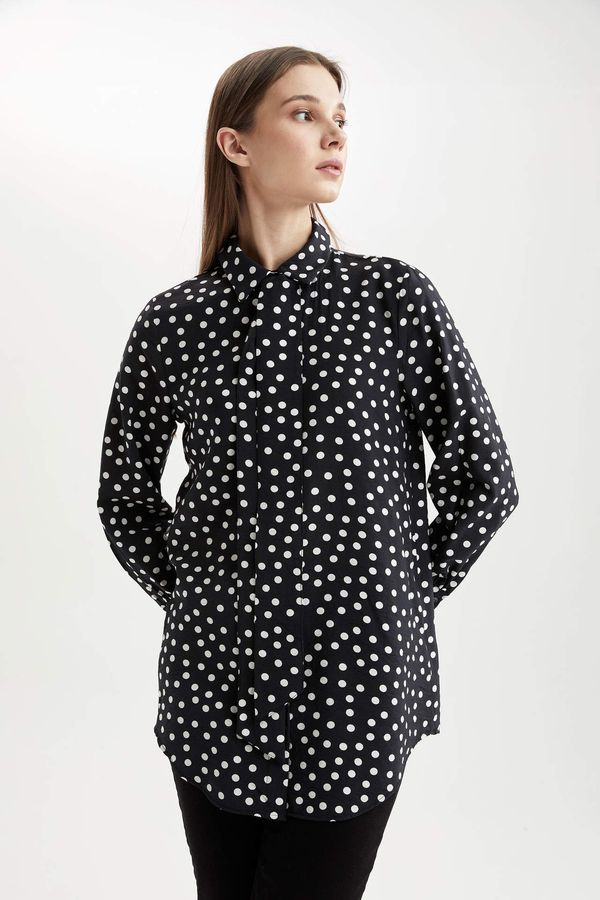 DEFACTO DEFACTO Relax Fit Long Sleeve Polka Dot Printed Shirt Tunic