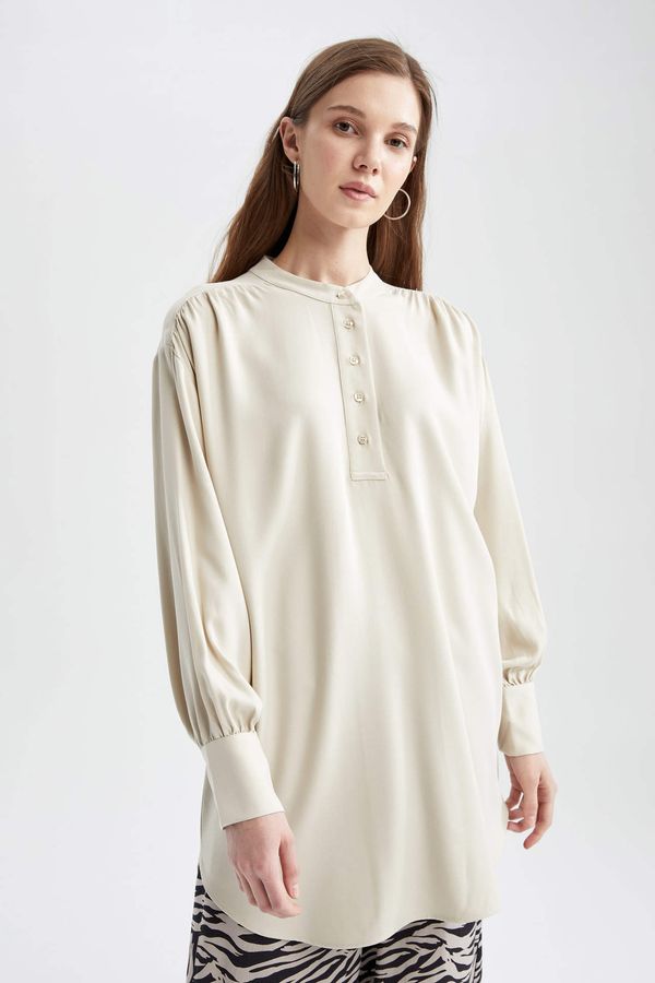 DEFACTO DEFACTO Relax Fit Long Sleeve Viscose Shirt Tunic