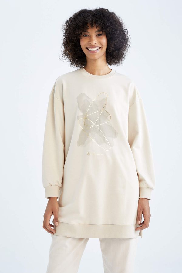 DEFACTO DEFACTO Relax Fit Printed Sweat Tunic