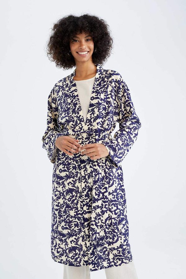 DEFACTO DEFACTO Relax Fit Printed V-Neck Long Sleeve Tunic