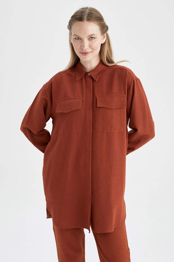 DEFACTO DEFACTO Relax Fit Shirt Collar Long Sleeve Tunic