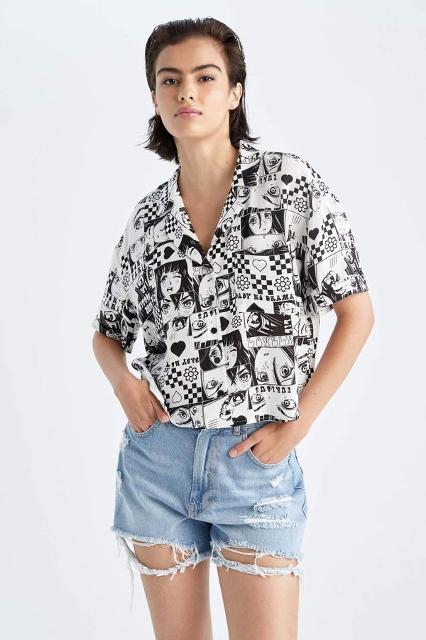 DEFACTO DEFACTO Relax Fit Short Sleeve Printed Shirt
