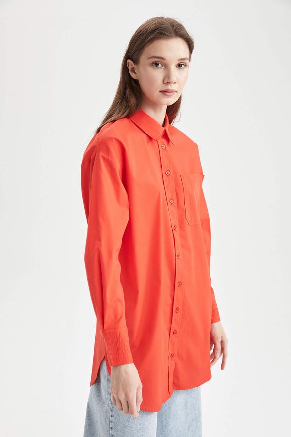 DEFACTO DEFACTO Relax Fit Single Pocket Slit Poplin Shirt Tunic