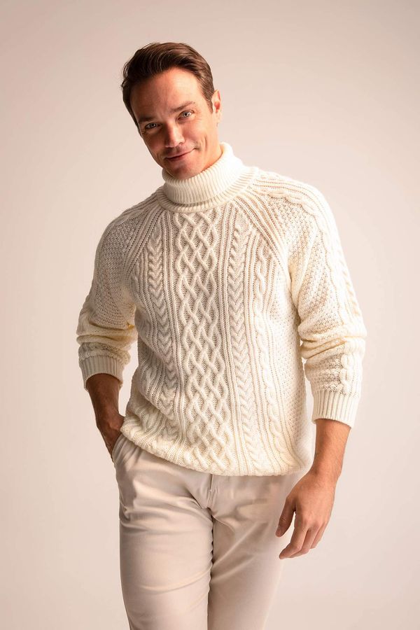 DEFACTO DEFACTO Relax Fit Turtleneck Knitted Patterned Knitwear Pullover