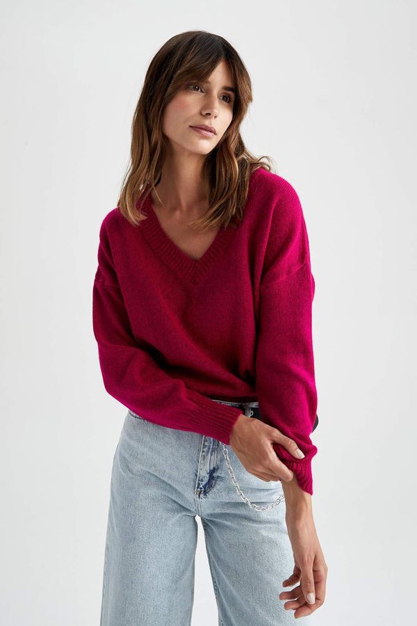 DEFACTO DEFACTO Relax Fit V-neck Pullover