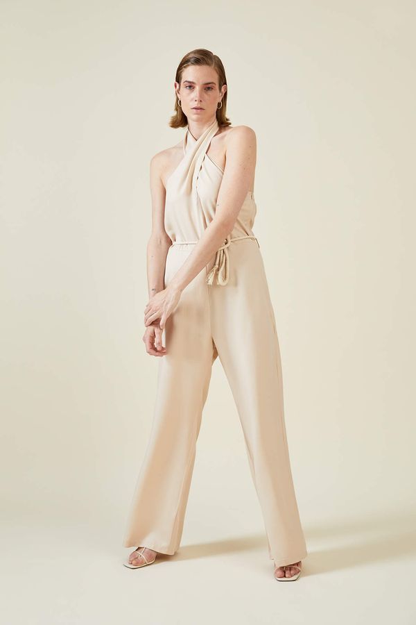DEFACTO DEFACTO Relaxed Fit Crossed Halter Neck Jumpsuit