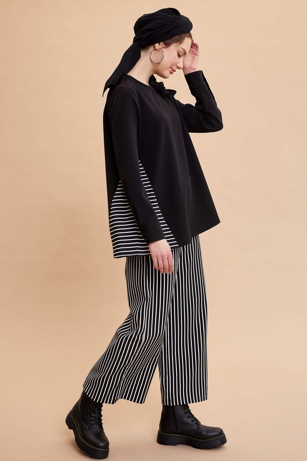 DEFACTO DEFACTO Relaxed Fit Striped Wide Leg Trousers