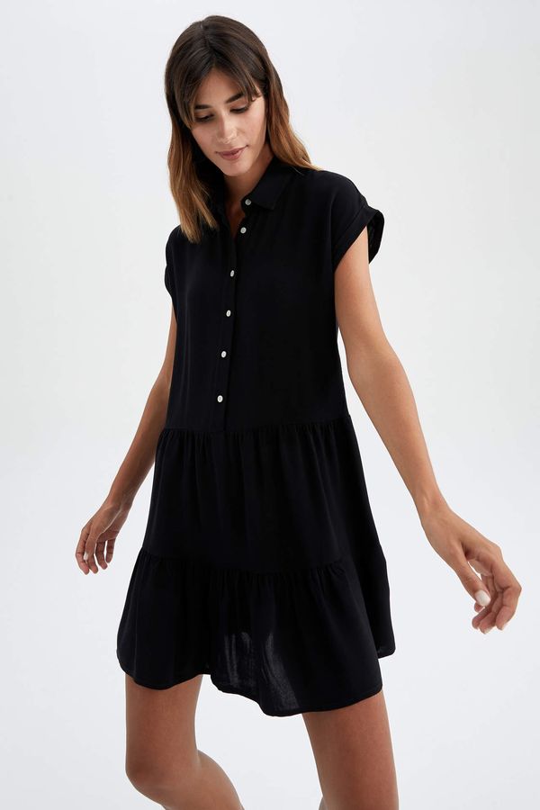 DEFACTO DEFACTO Shirt Collar Mini Short Sleeve Dress