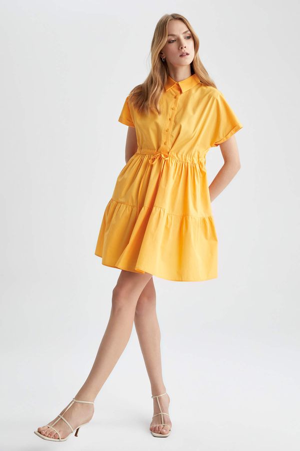 DEFACTO DEFACTO Shirt Collar Poplin Mini Short Sleeve Dress