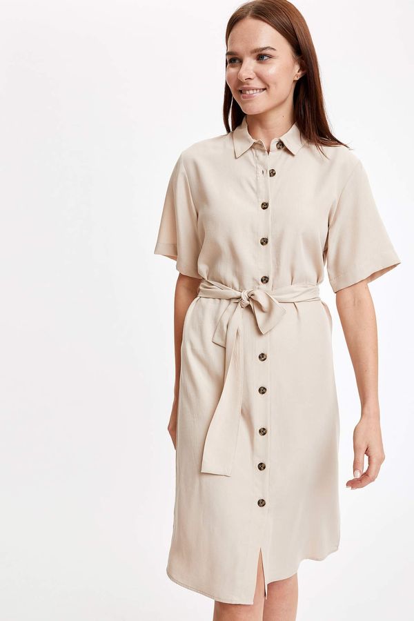 DEFACTO DEFACTO Shirt Collar Short Sleeve Woven Dress