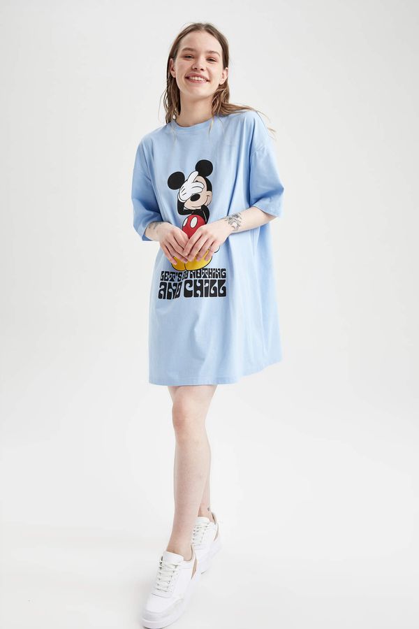 DEFACTO DEFACTO Short Sleeve Mickey & Minnie Print Mini Dress