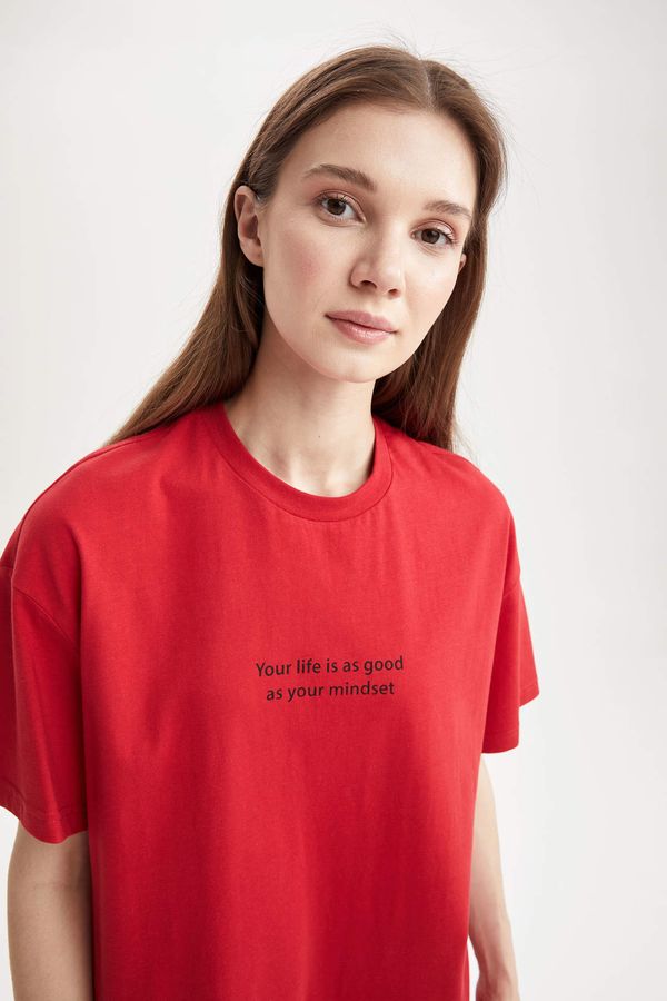 DEFACTO DEFACTO Short Sleeve Slogan Printed T-Shirt