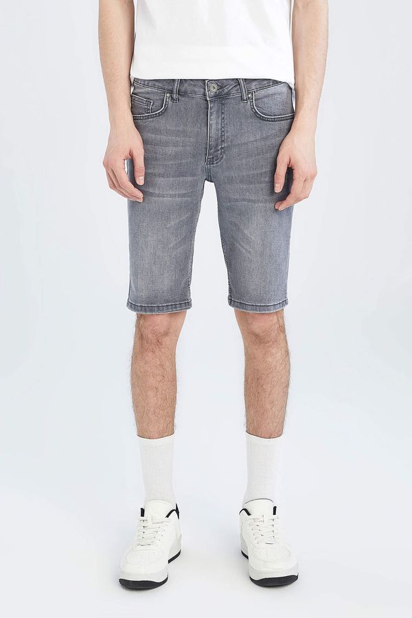 DEFACTO DEFACTO Skinny Fit Ripped Detail Sustainable Jean Bermuda Shorts