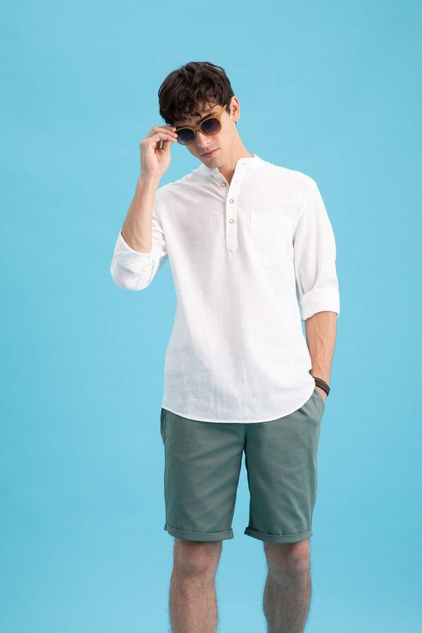 DEFACTO DEFACTO Slim Fit Epaulette Sleeve Long Sleeve Shirt