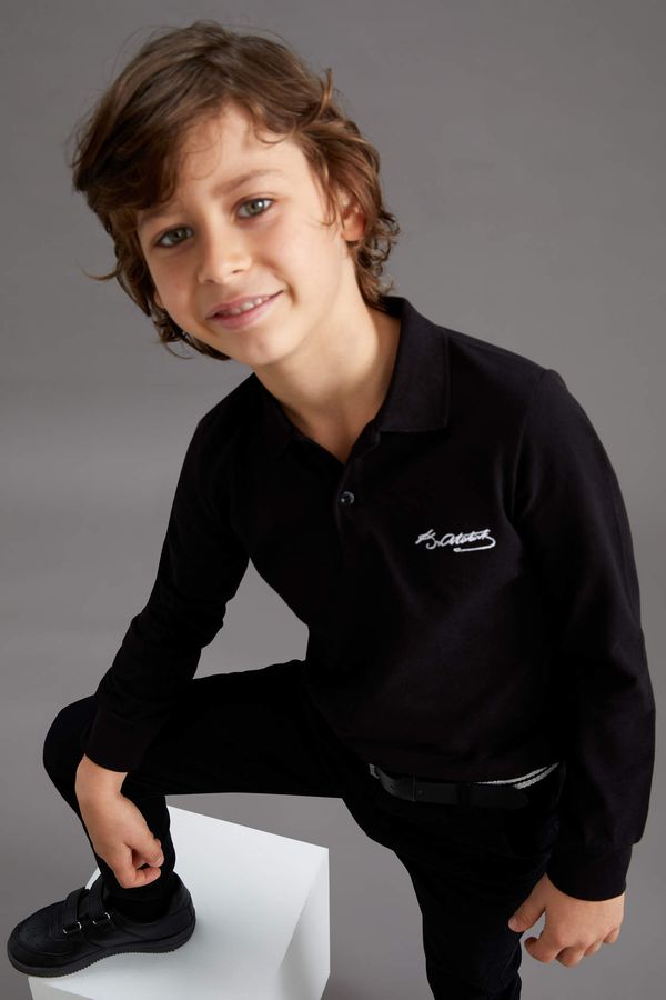DEFACTO DEFACTO Slim Fit Long Sleeve Polo T-Shirt