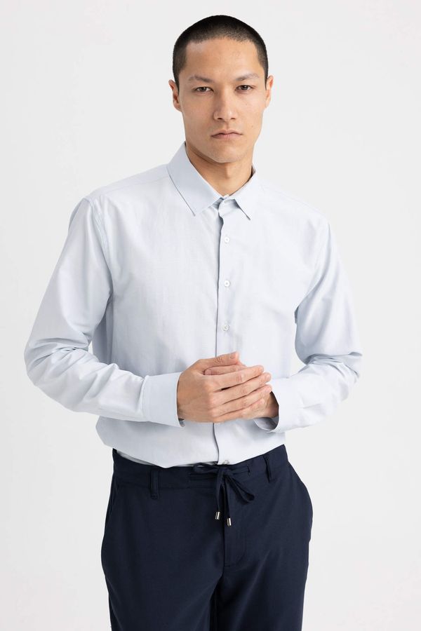 DEFACTO DEFACTO Slim Fit Polo Collar Poplin Long Sleeve Shirt