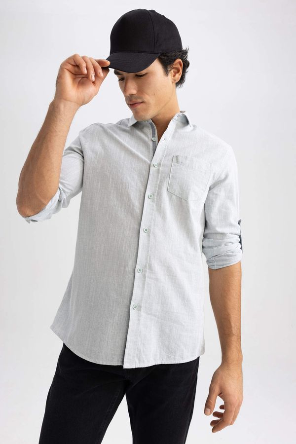 DEFACTO DEFACTO Slim Fit Polo Collar Poplin Long Sleeve Shirt