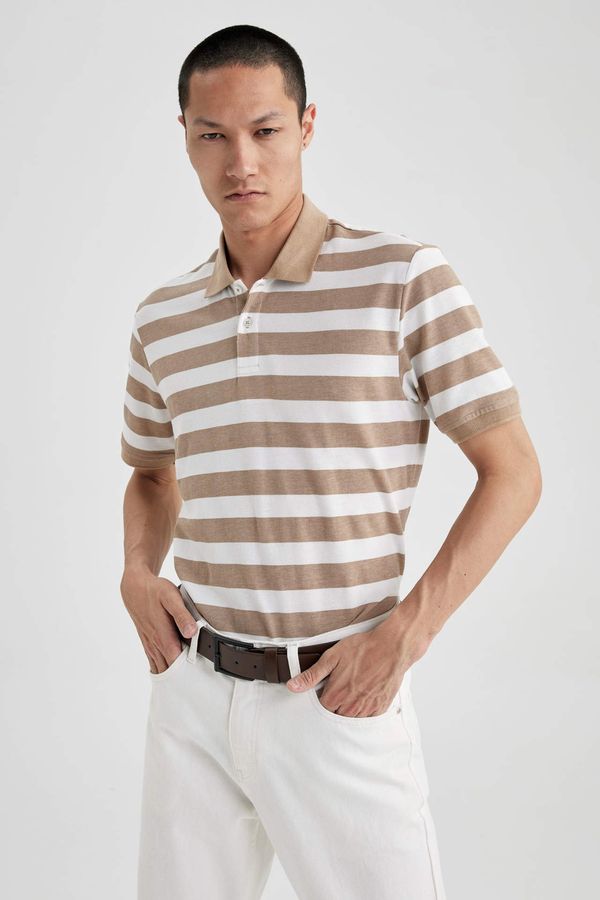 DEFACTO DEFACTO Slim Fit Polo Neck Striped Short Sleeve T-Shirt