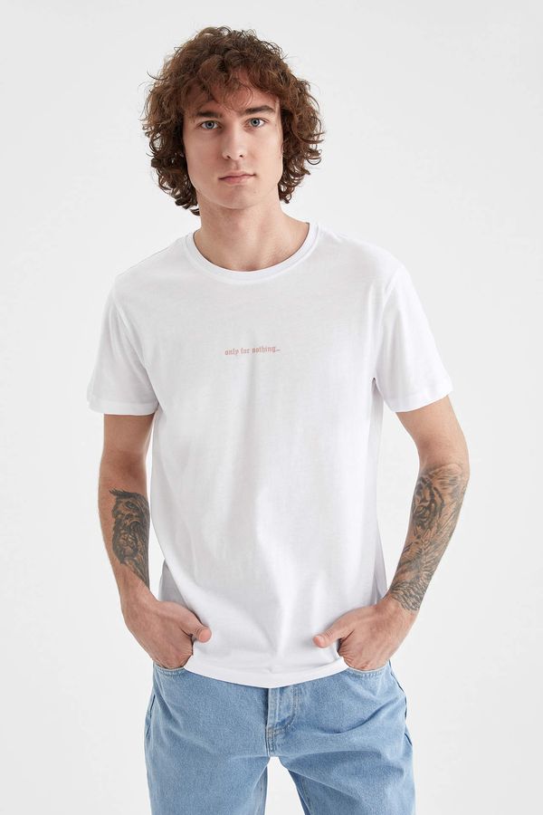 DEFACTO DEFACTO Slim Fit Short Sleeve Slogan Printed T-Shirt