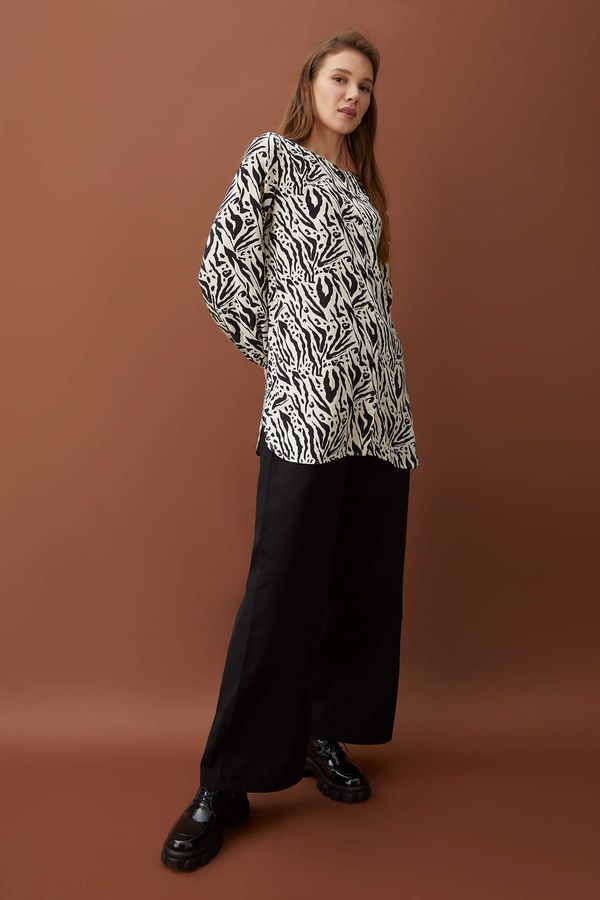 DEFACTO DEFACTO Slouchy Fit Wide Leg Palazzo Twill Trousers
