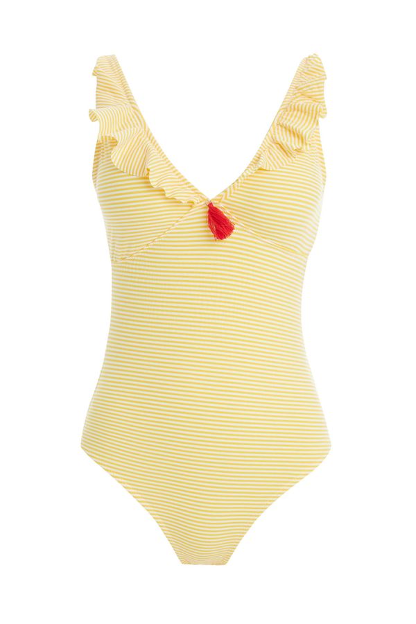 DEFACTO DEFACTO Striped V-Neck One Piece Swimsuit With Tassle Detail