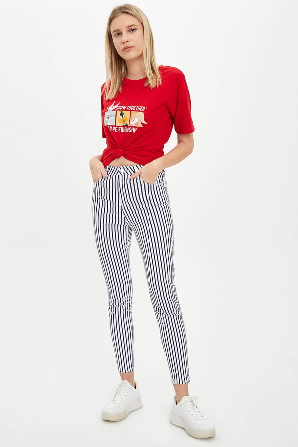 DEFACTO DEFACTO Super Skinny Fit Printed Wowen Fabrics Trousers