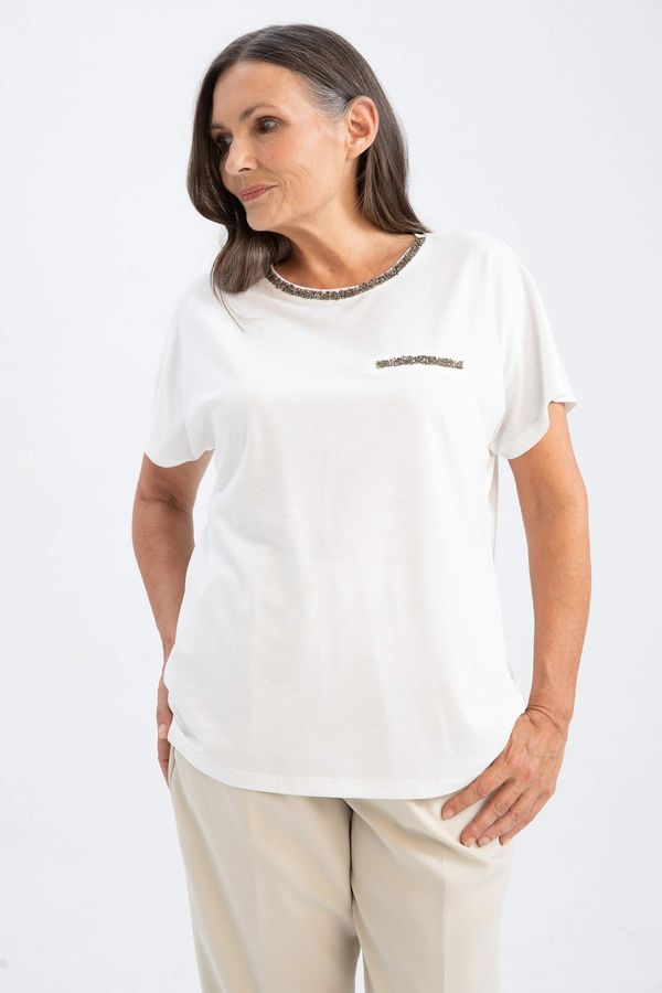 DEFACTO DEFACTO Traditional Regular Fit Shimmer Detailed Short Sleeve T-Shirt