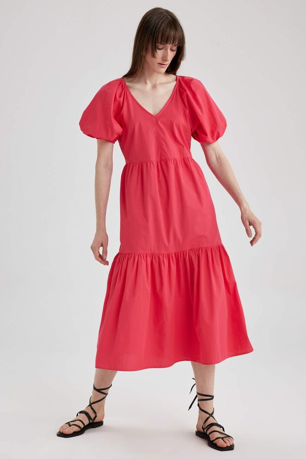 DEFACTO DEFACTO V-Neck Poplin Raglan Sleeve Midi Dress