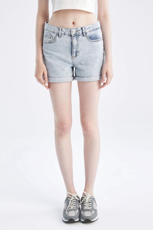 DEFACTO DEFACTO Wanna Folded Leg Washed Jean Mini Shorts
