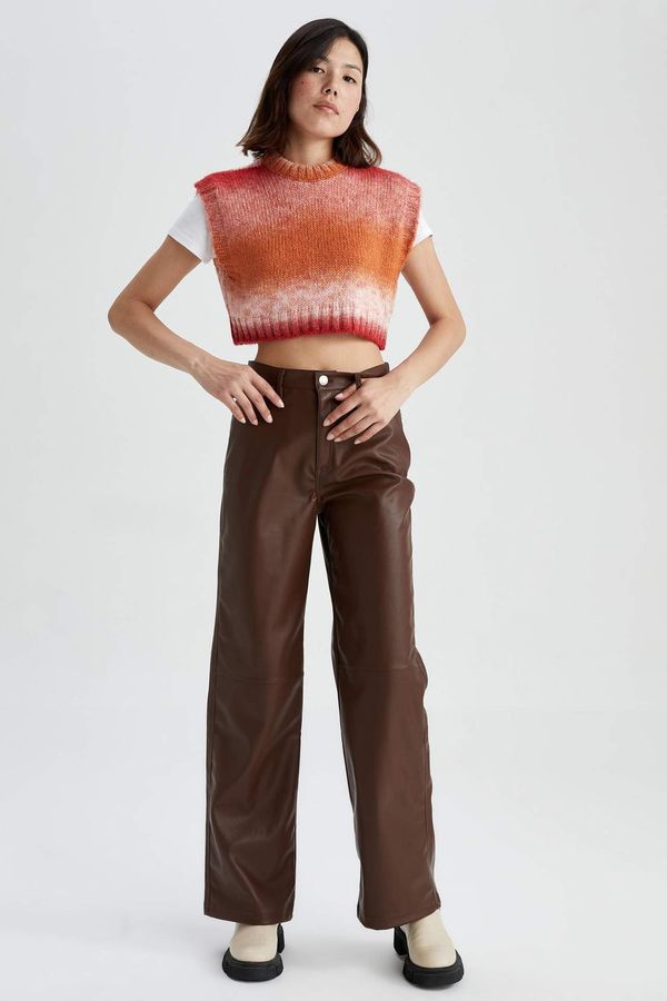 DEFACTO DEFACTO Wide Leg Faux Leather Trousers