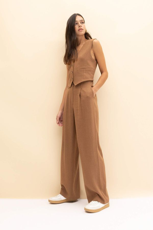 DEFACTO DEFACTO Wide Leg Linen Blend Trousers