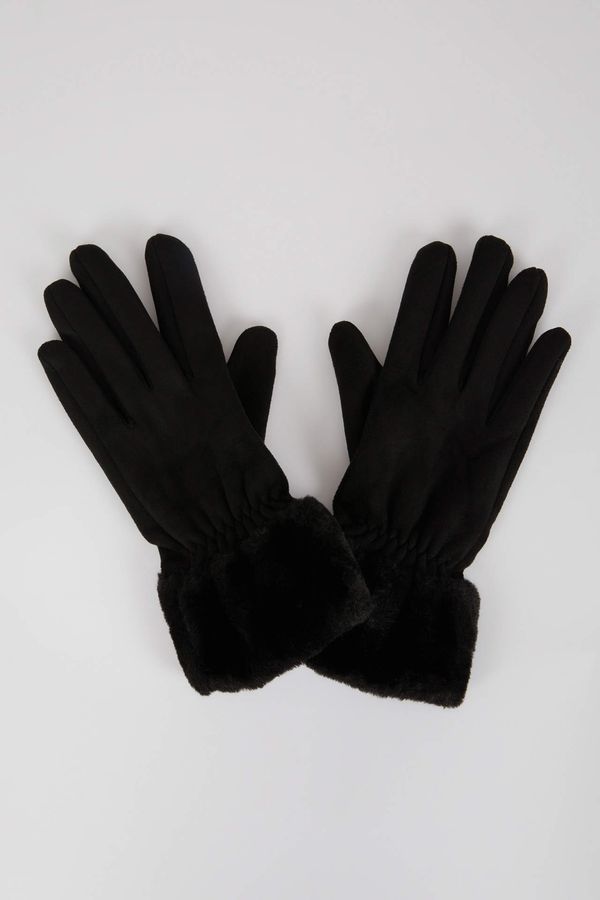 DEFACTO DEFACTO Women Fleece Faux Fur Detailed Gloves