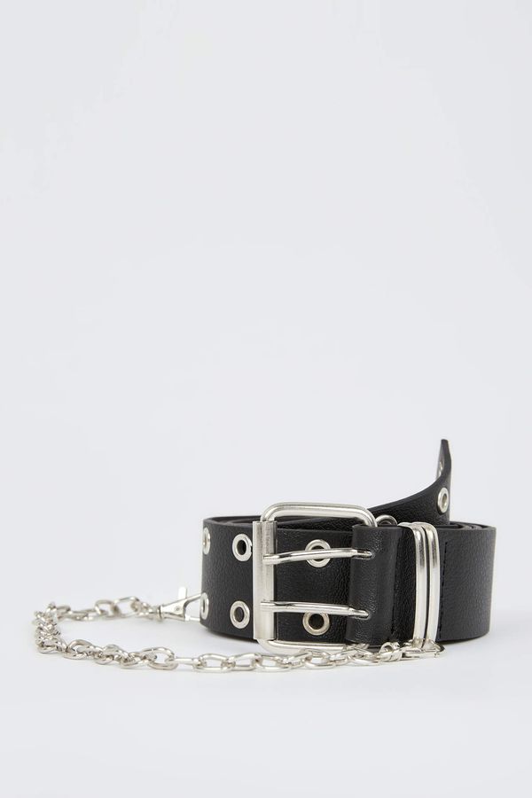 DEFACTO DEFACTO Women's Chain Detailed Faux Leather Belt