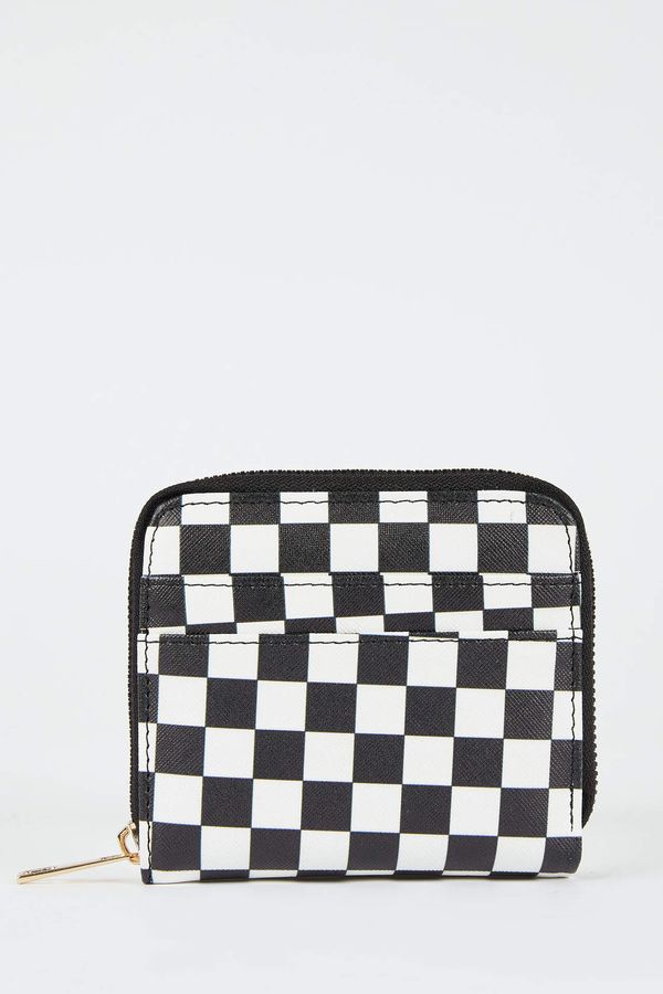 DEFACTO DEFACTO Women's Checkerboard Patterned Faux Leather Wallet