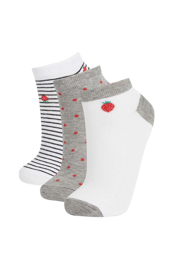 DEFACTO DEFACTO Women's Strawberry Patterned Cotton 3 Pack Short Socks