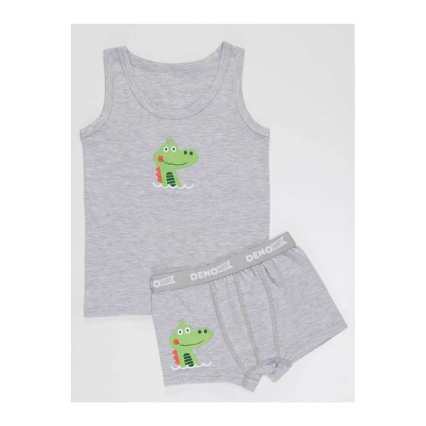 Denokids Denokids Crocodile Boy Gray Athlete Boxer Set