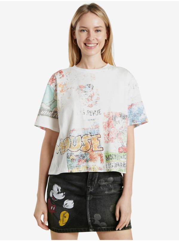 DESIGUAL White Women's Patterned T-Shirt Desigual Vintage Mickey - Women