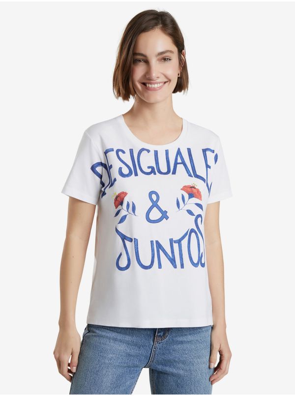 DESIGUAL White Women's T-Shirt with Desigual Desiguales Y Juntos - Women