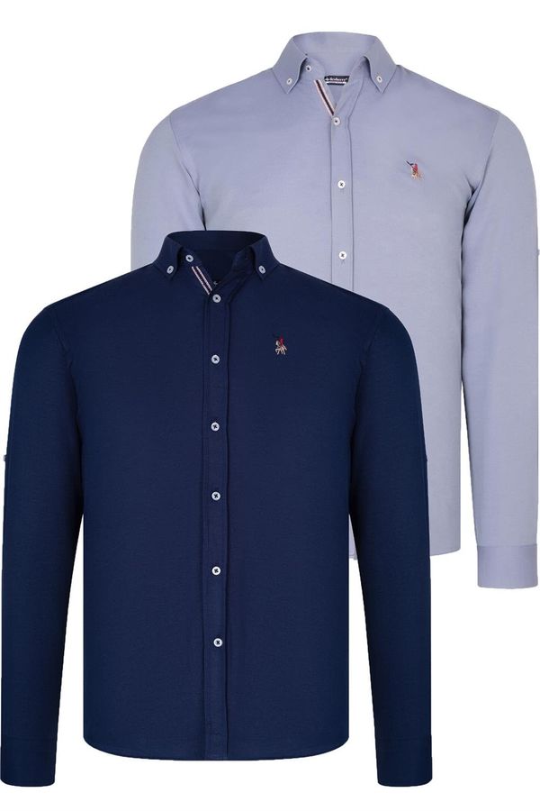 dewberry DUAL SET G674 DEWBERRY MENS SHIRT-NAVY BLUE - GREY