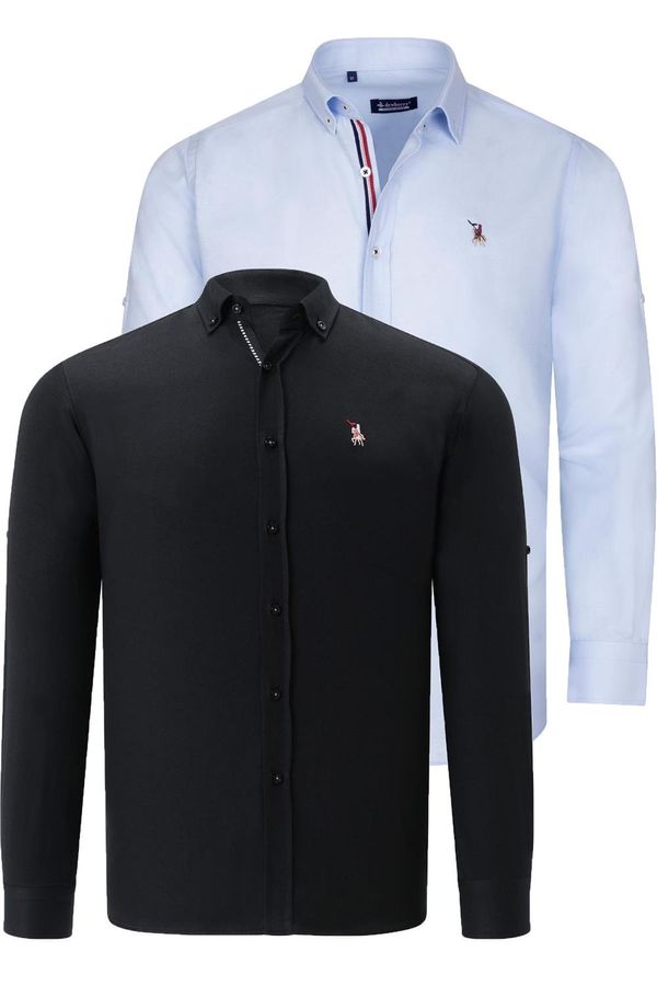 dewberry DUAL SET G674 DEWBERRY MENS SHIRTS-BLACK-CLEAR BLUE