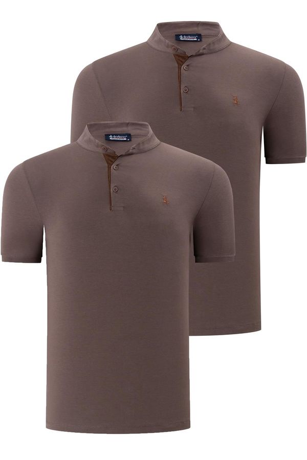 dewberry DUO SET T8560 DEWBERRY MEN'S T-SHIRT-COFFEE-COFFEE