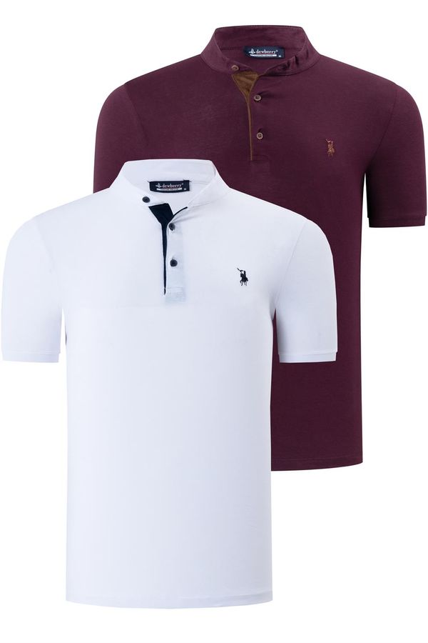 dewberry DUO SET T8560 DEWBERRY MENS T-SHIRT-PURPLE-WHITE