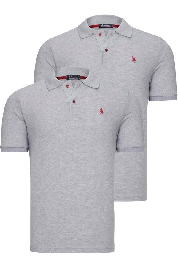 dewberry DUO SET T8561 DEWBERRY MENS TSHIRT-GREY-GREY