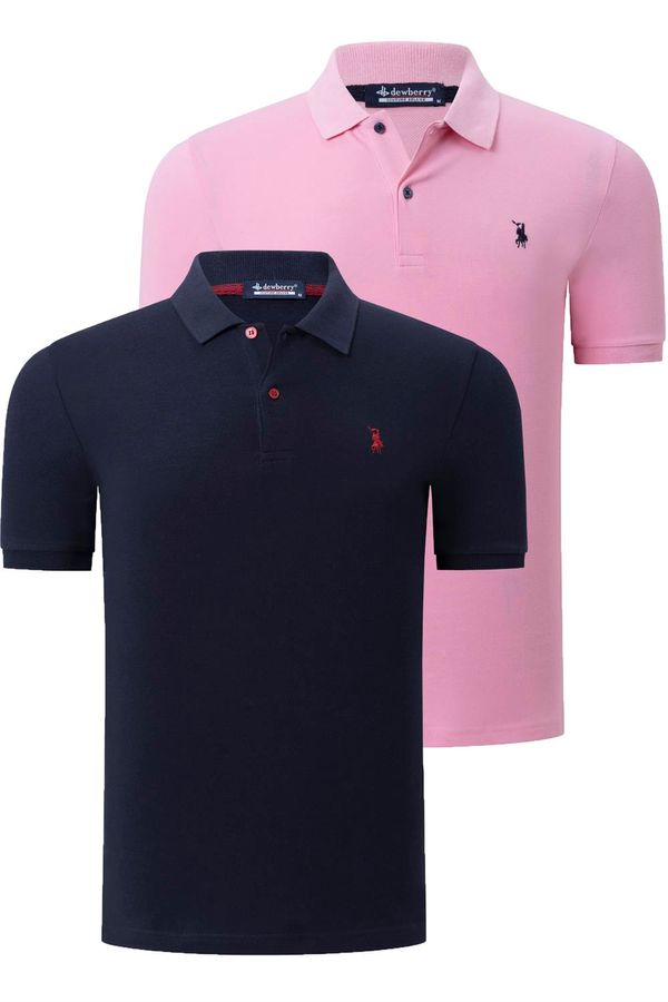 dewberry DUO SET T8561 DEWBERRY MENS TSHIRT-LACQUERED-PINK