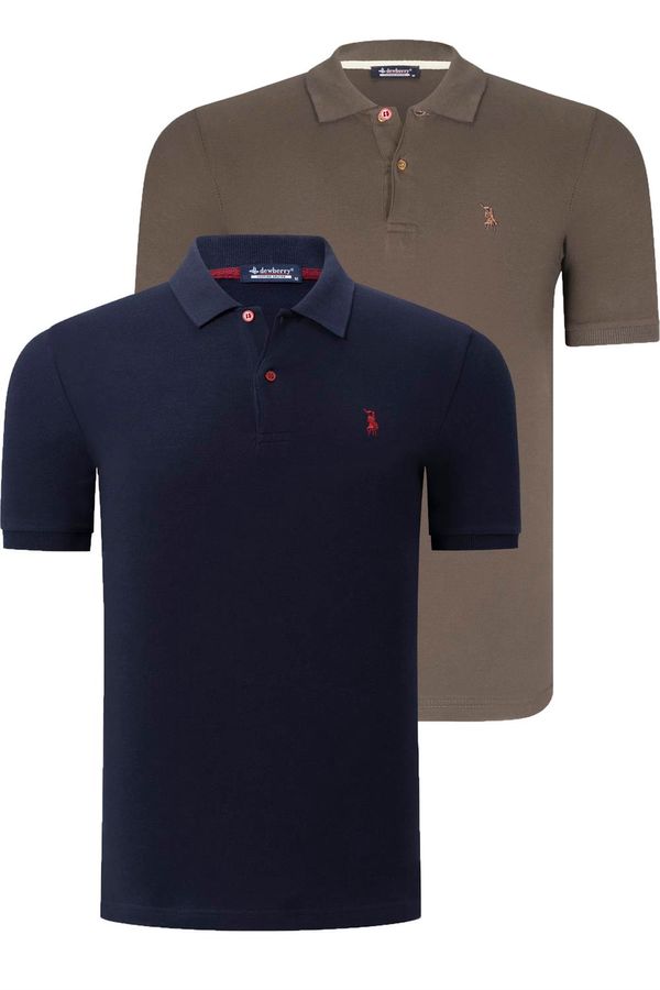 dewberry DUO SET T8561 DEWBERRY MEN'S TSHIRT-NAVY-GREEN