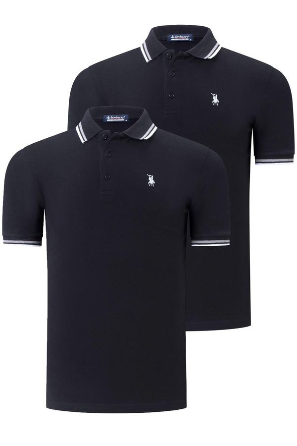 dewberry DUO SET T8594 DEWBERRY MEN'S T-SHIRT-BLACK-BLACK