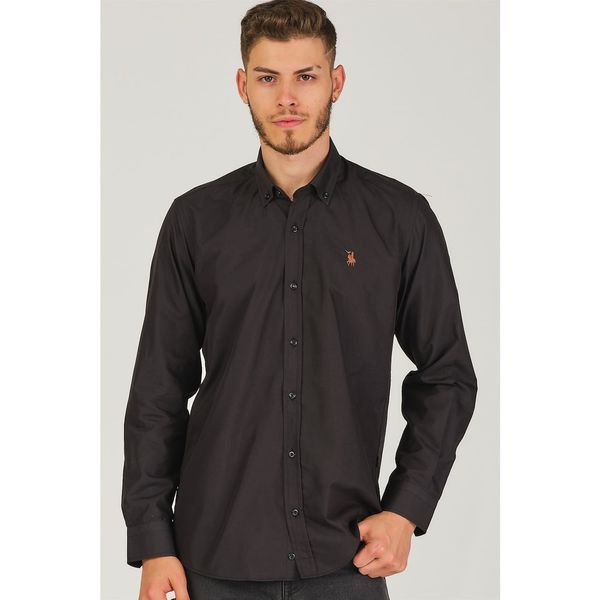 dewberry G725 DEWBERRY MEN'S SHIRT-DARK BLACK