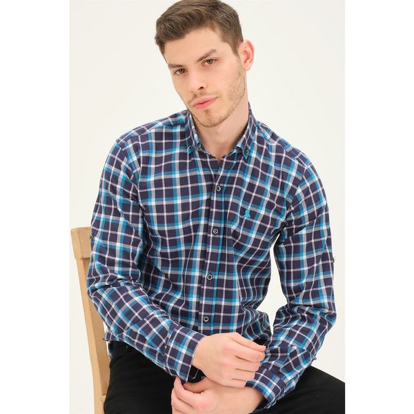 dewberry G741 DEWBERRY MEN'S SHIRT-LACİVERT-BLUE